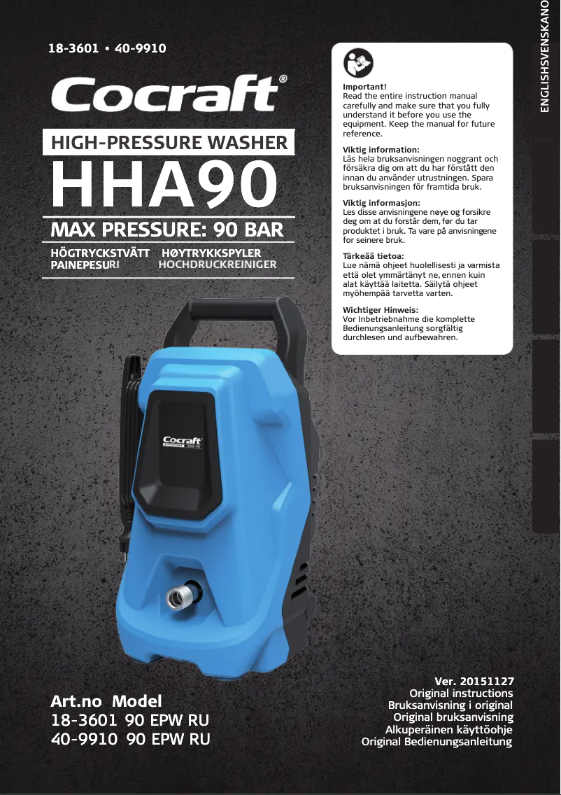 Page 1 de la notice Manuel utilisateur Cocraft HHA 90