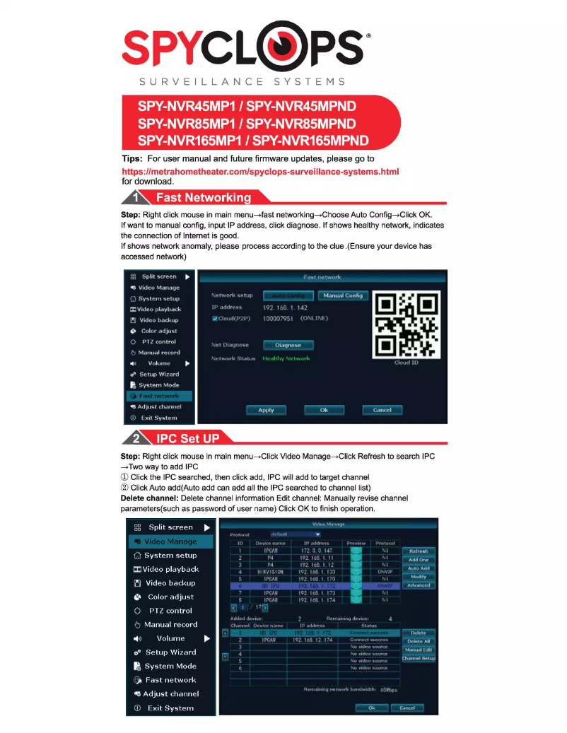 Page n°1 - Manuel utilisateur Metra SPY-NVR165MP1