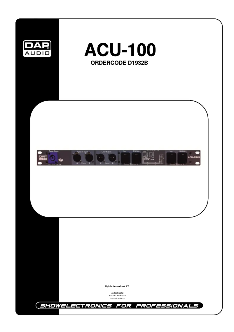 Page n°1 - Manuel utilisateur DAP-Audio ACU-100