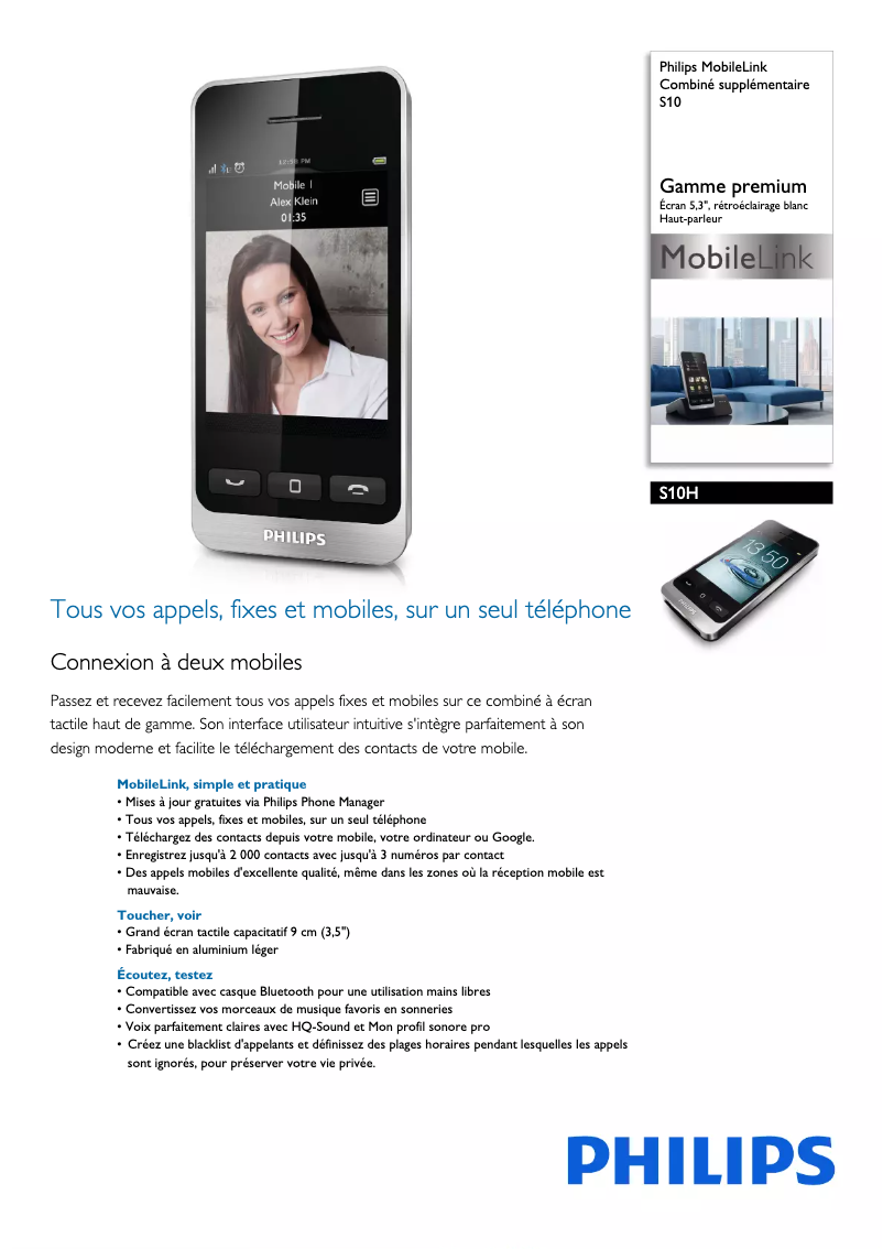 Página 1 del manual Ficha técnica Philips S10H