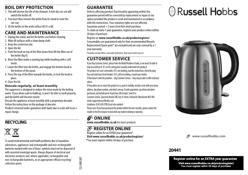 Página 1 del manual Manual de usuario Russell Hobbs Snowdon 20441