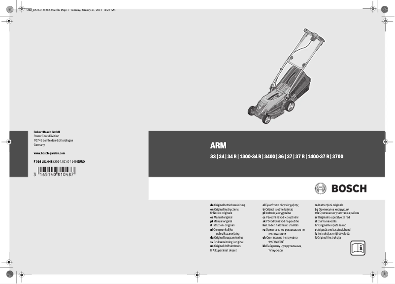 Page n°1 - Manuel utilisateur Bosch ARM 3700
