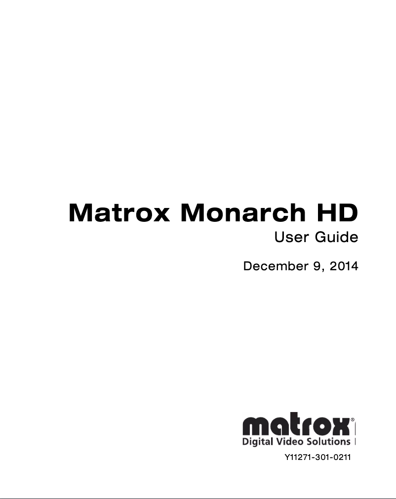Page 1 de la notice Manuel utilisateur Matrox Monarch HD