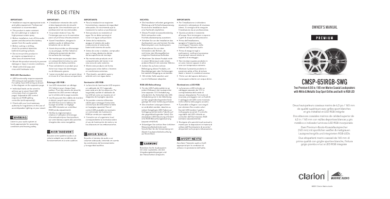 Image de la première page du manuel de l'appareil Premium CMSP-651RGB-SWG