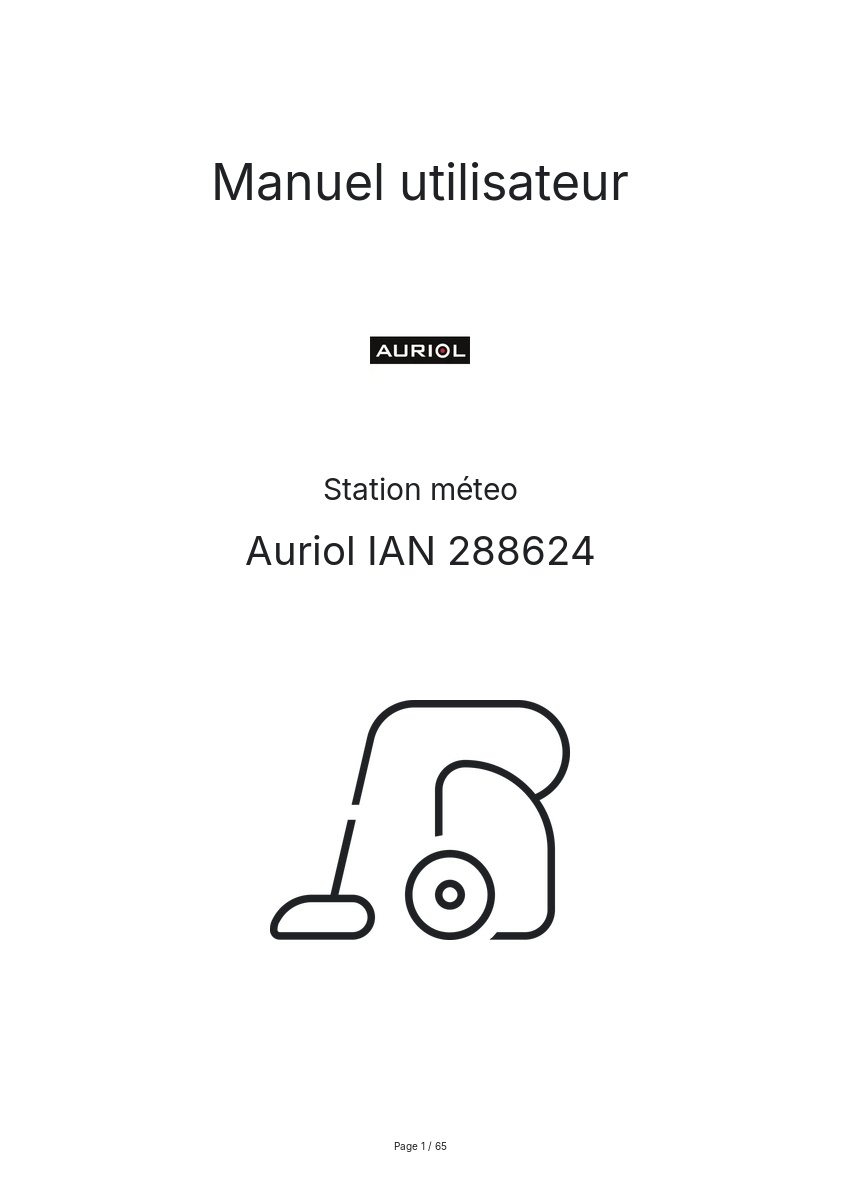 Page n°1 - Manuel utilisateur Auriol IAN 288624