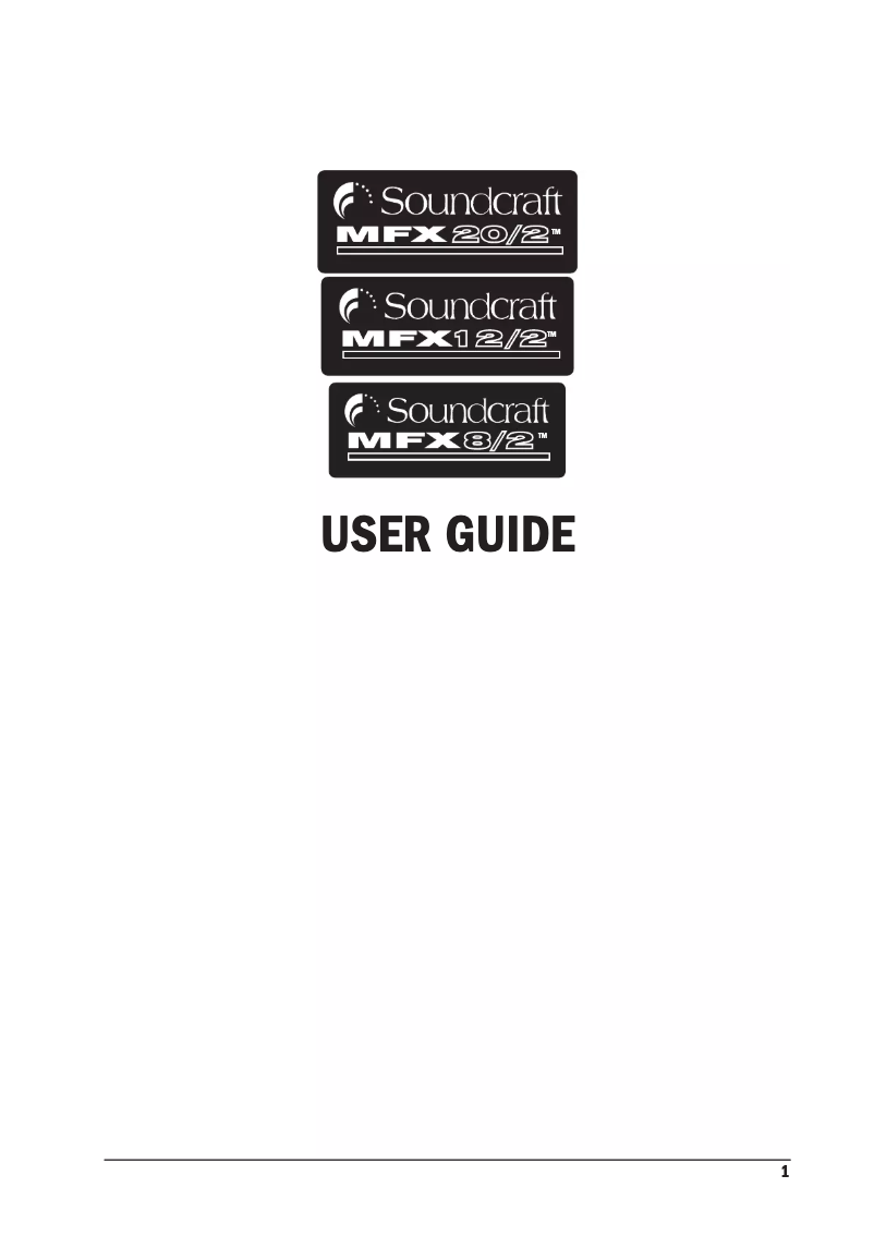 Page n°1 - Manuel utilisateur Soundcraft MFX20