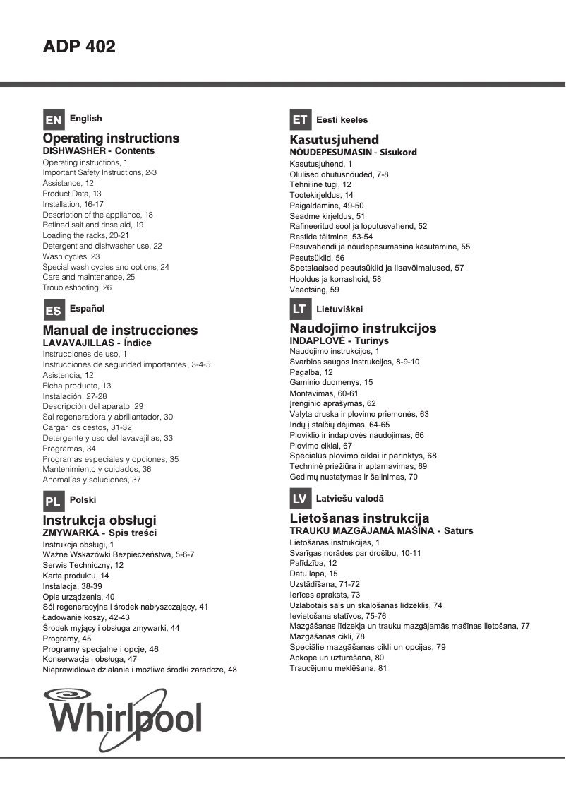 Image de la première page du manuel de l'appareil ADP 402
