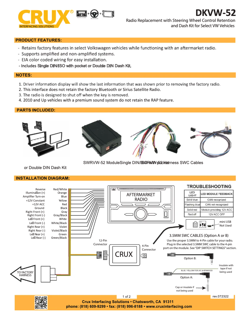 Página 1 del manual Manual de usuario CRUX DKVW-52