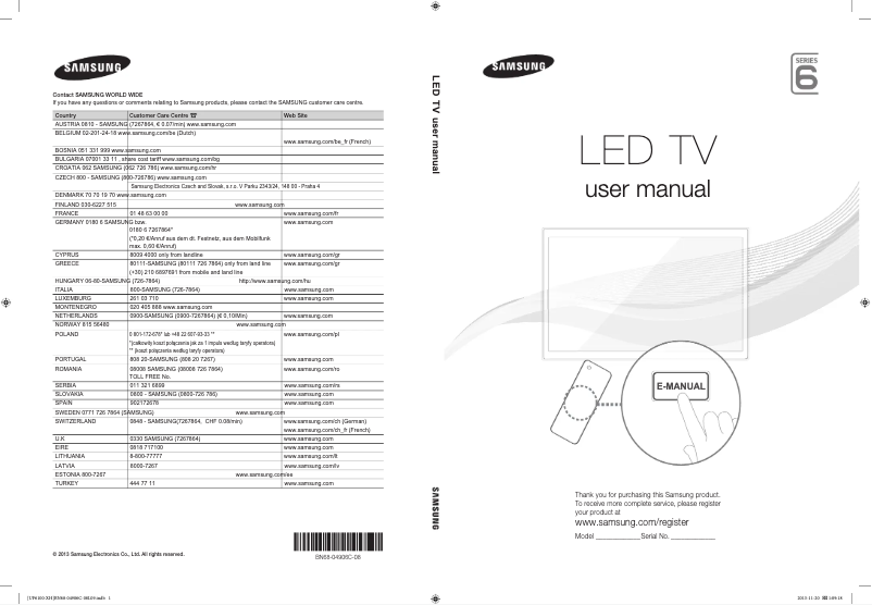 Page 1 de la notice Guide d'installation Samsung UE32F6100AW