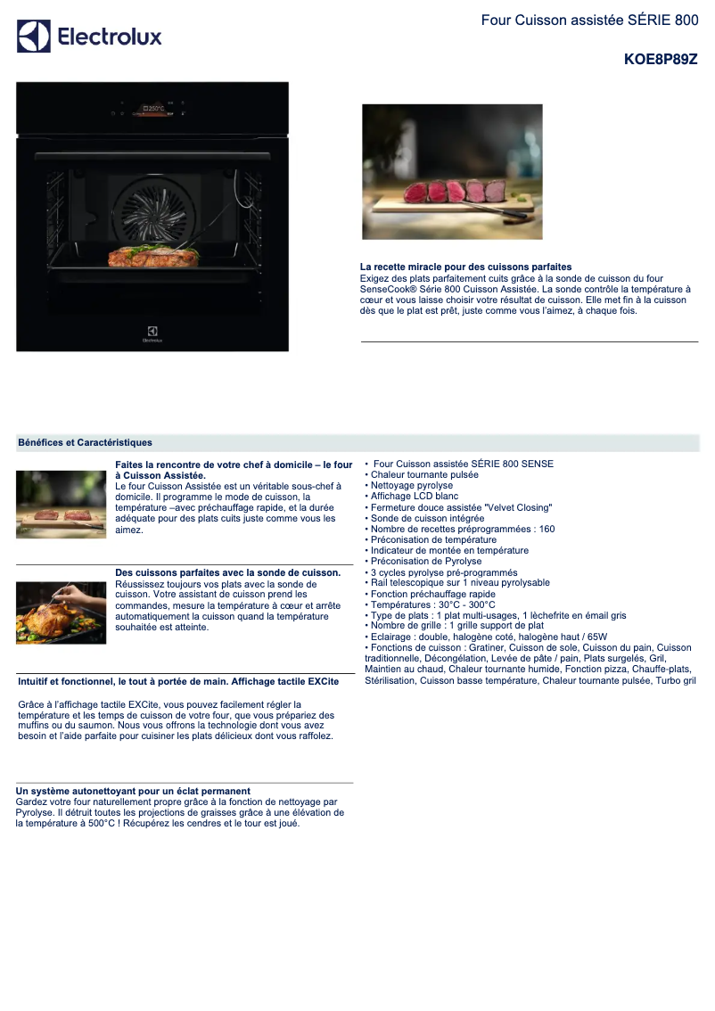 Página 1 del manual Ficha técnica Electrolux KOE8P89Z