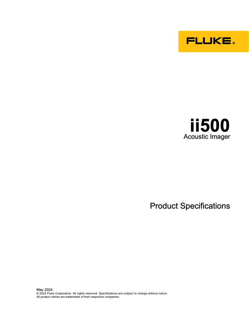 Page 1 de la notice Fiche technique Fluke ii500