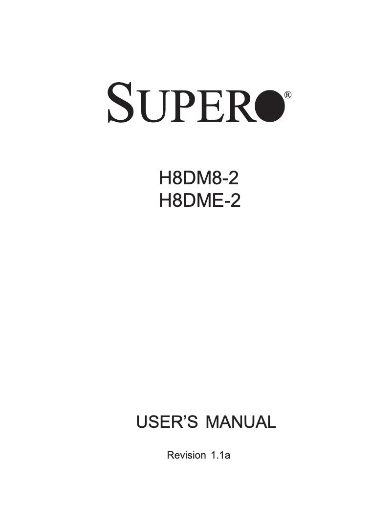 Page n°1 - Manuel utilisateur Supermicro H8DME-2