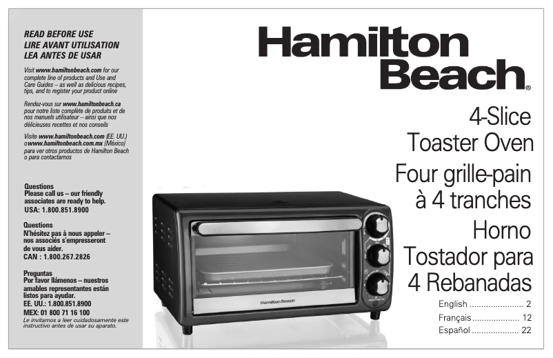 Page n°1 - Manuel d'utilisation et d'entretien Hamilton Beach 31142