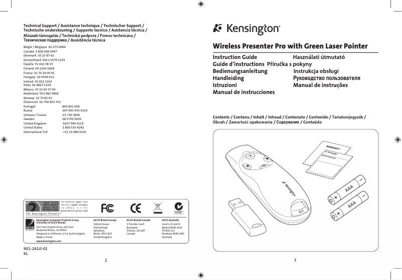 Page n°1 - Manuel utilisateur Kensington K72353EU