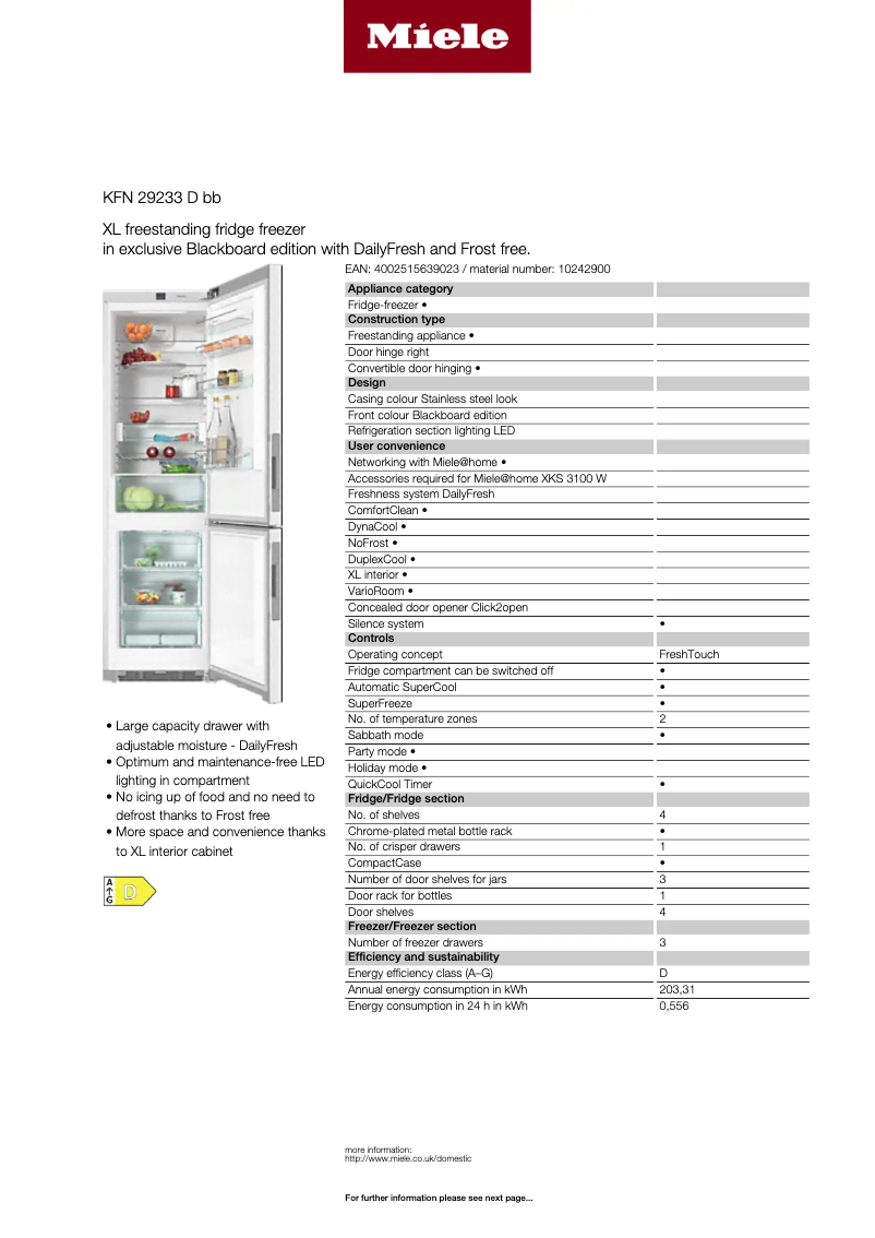Image de la première page du manuel de l'appareil KFN 29233 D bb