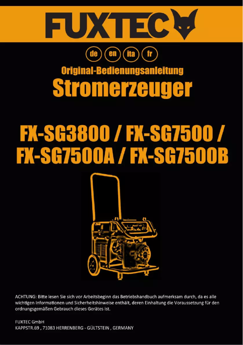 Page 1 de la notice Manuel utilisateur Fuxtec FX-SG7500