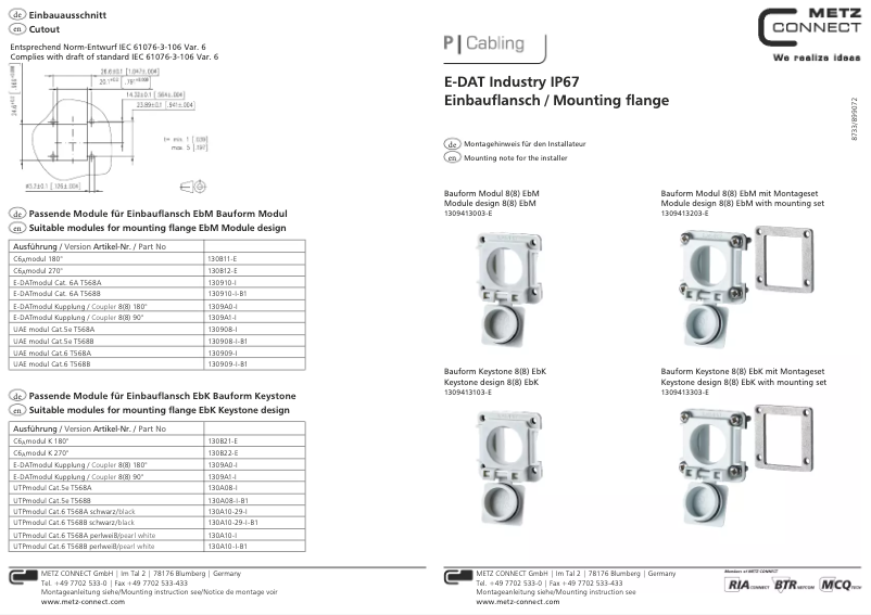 Page 1 de la notice Manuel utilisateur Metz Connect 1309413303-E