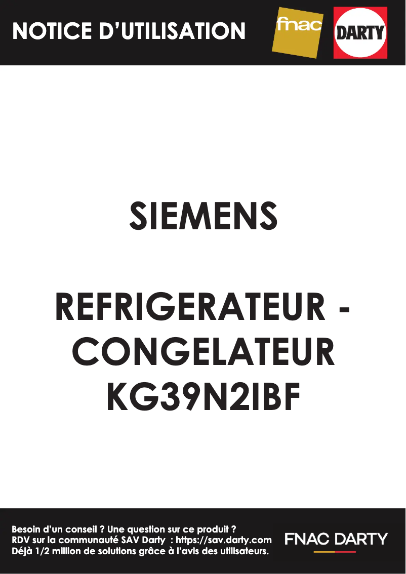 Page n°1 - Manuel utilisateur Siemens KG39N2IBF
