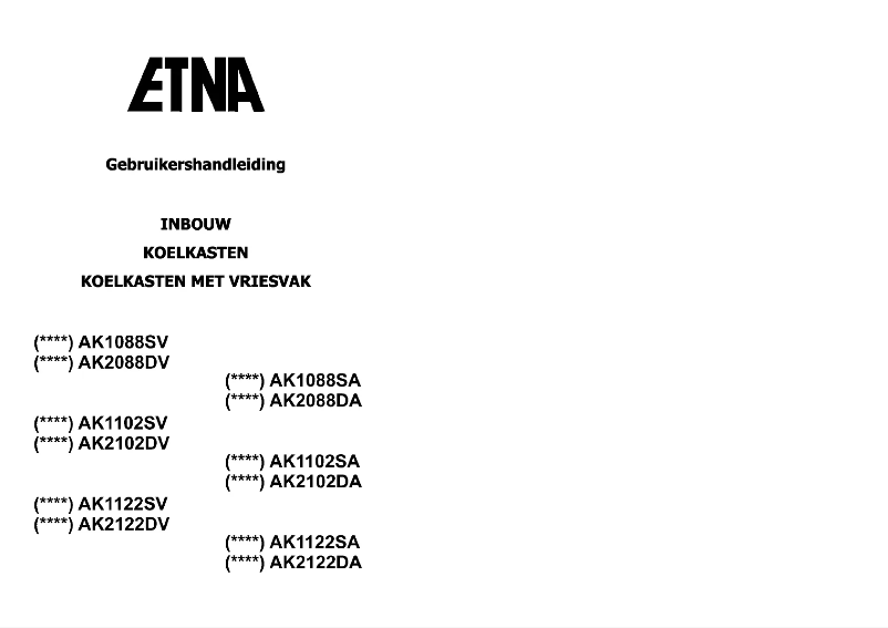 Page n°1 - Manuel utilisateur Etna AK2122DV