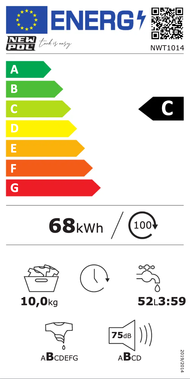 Page n°1 - Label énergétique New Pol NWT1014