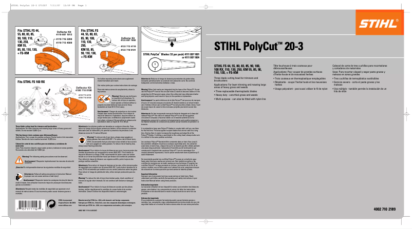 Page 1 de la notice Manuel utilisateur Stihl PolyCut 20-3
