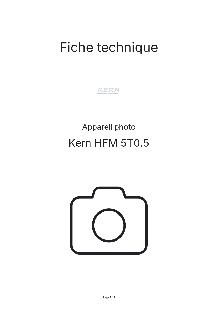 Page n°1 - Fiche technique Kern HFM 5T0.5