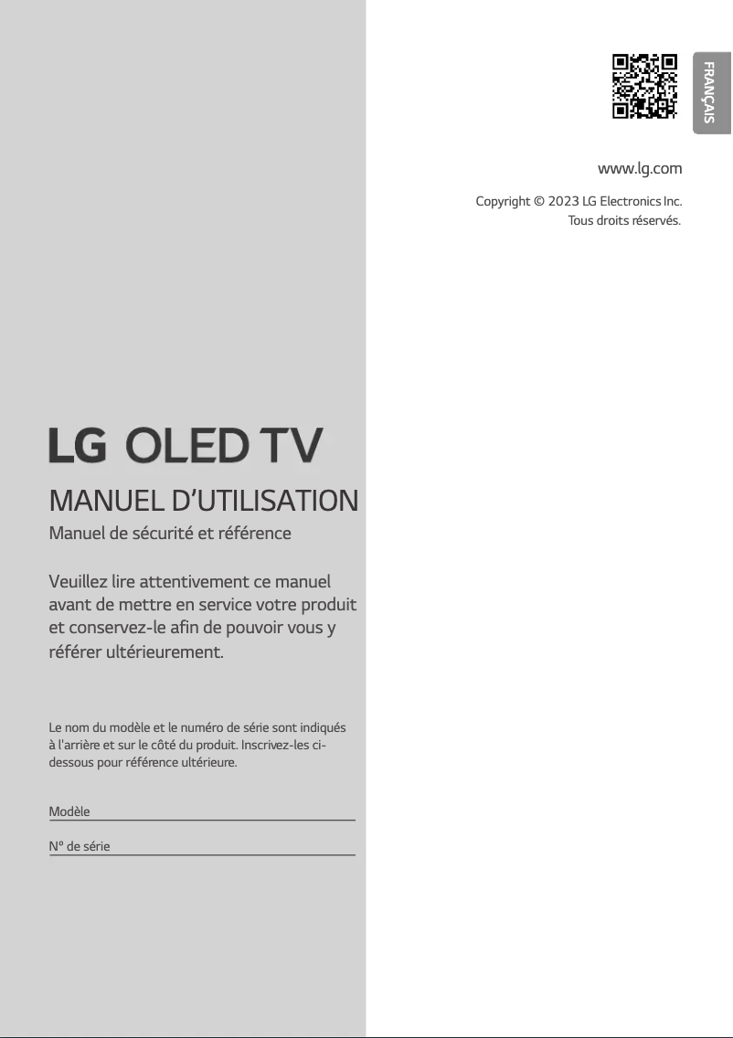 Page 1 de la notice Manuel utilisateur LG OLED77B36