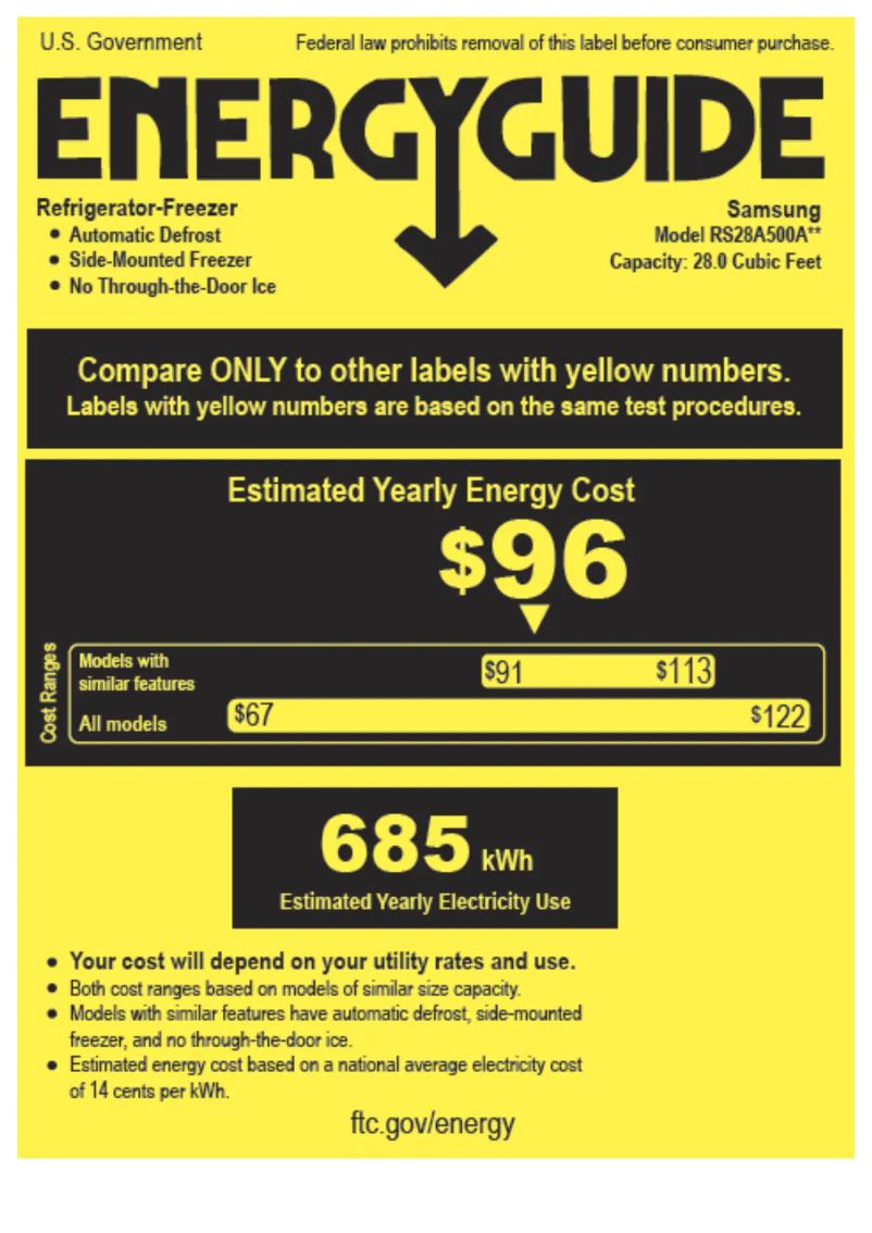Page n°1 - Label énergétique Samsung RS28A500ASR