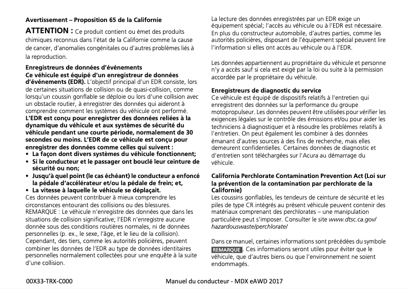 Image de la première page du manuel de l'appareil MDX Hybrid (2017)