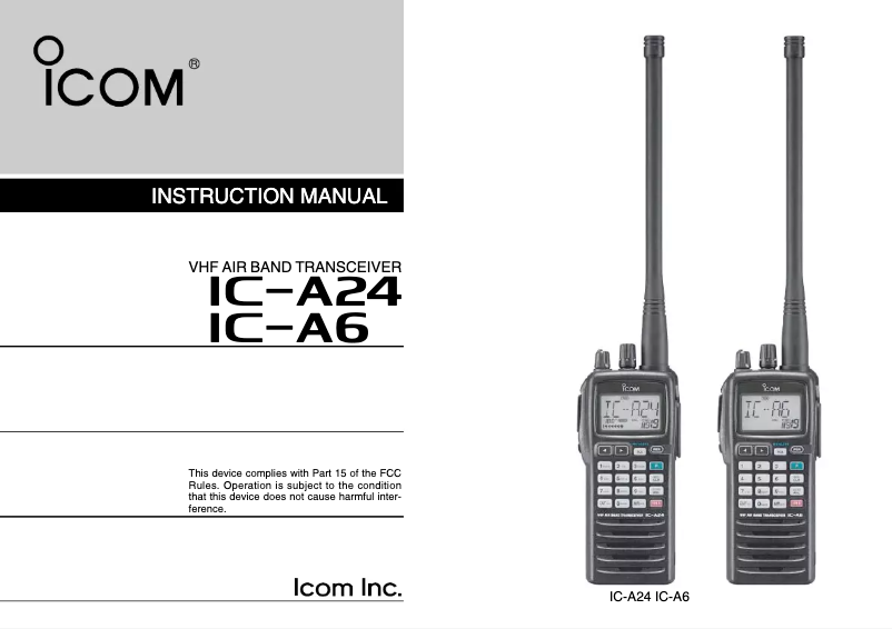 Page n°1 - Manuel utilisateur ICOM IC-A24