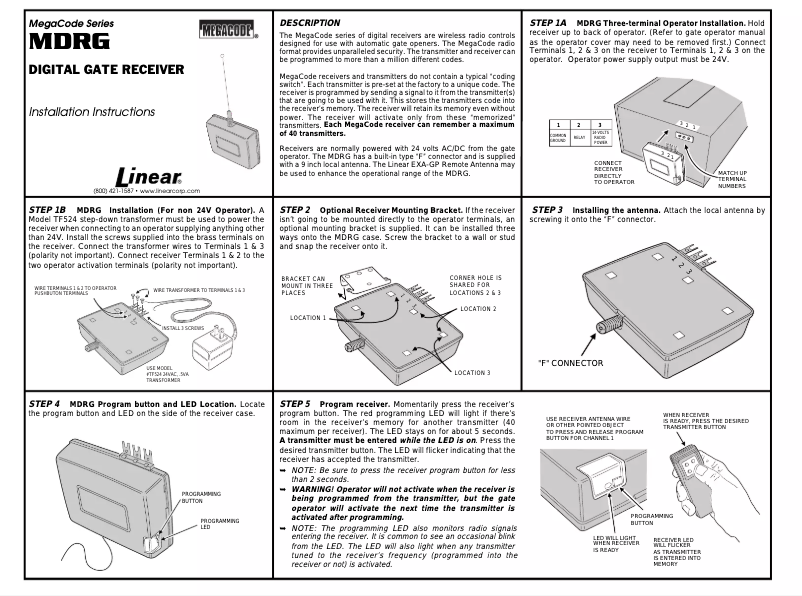 Page 1 de la notice Manuel utilisateur Nortek MDRG