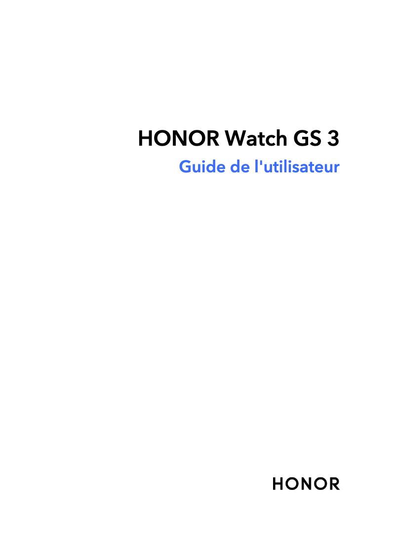 Page 1 de la notice Manuel utilisateur Honor Watch GS 3