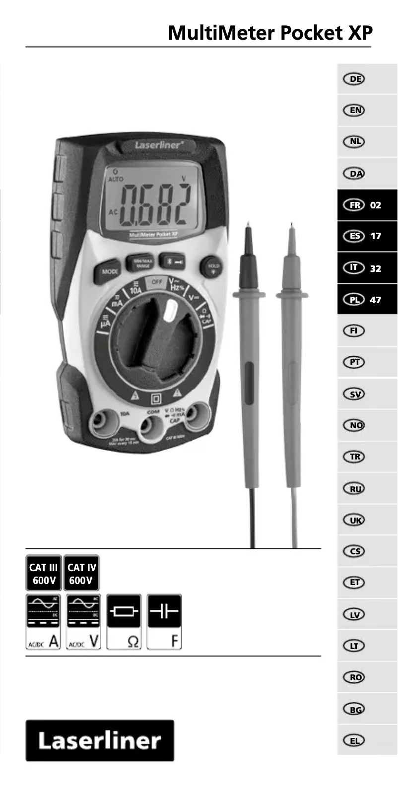 Page 1 de la notice Manuel utilisateur Laserliner MultiFinder Pro