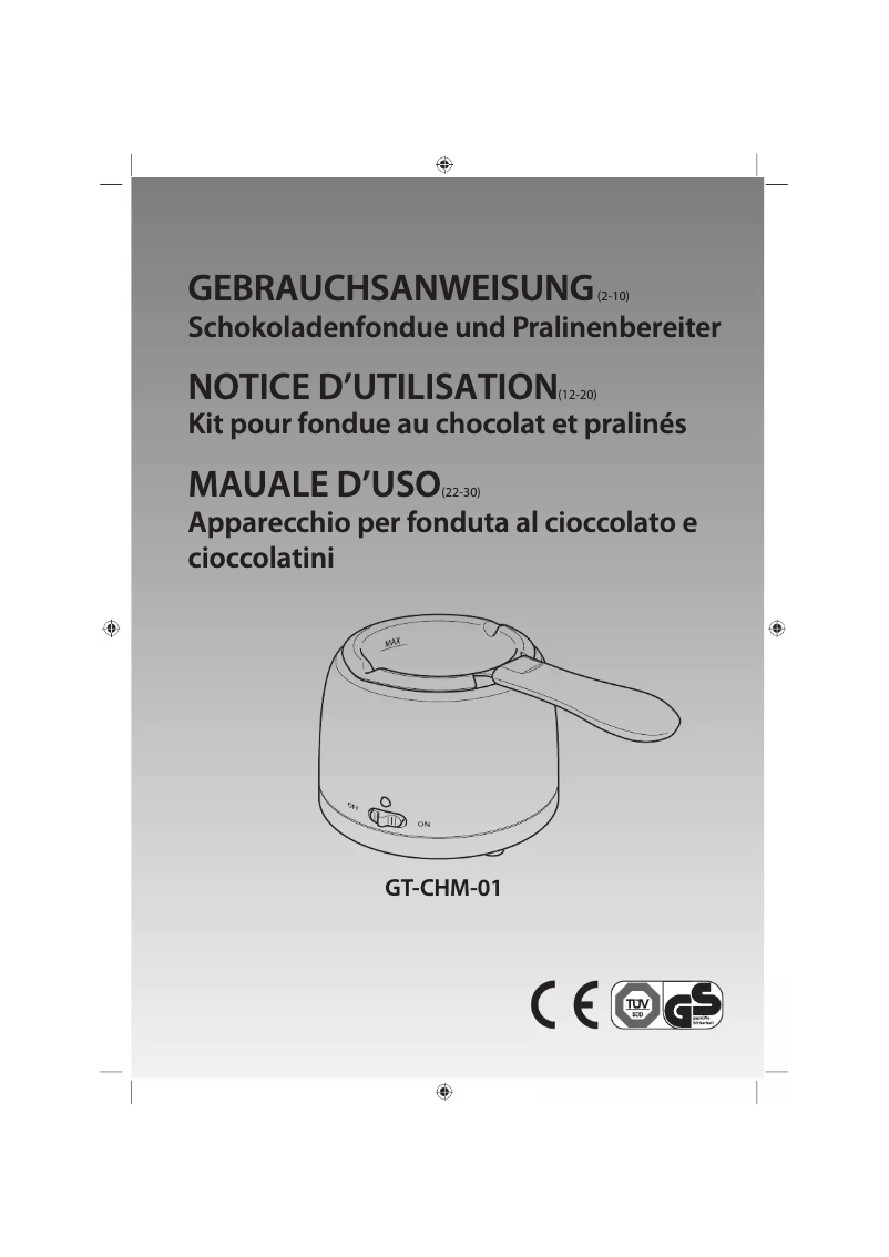 Page n°1 - Manuel utilisateur GlobalTronics GT-CHM-01