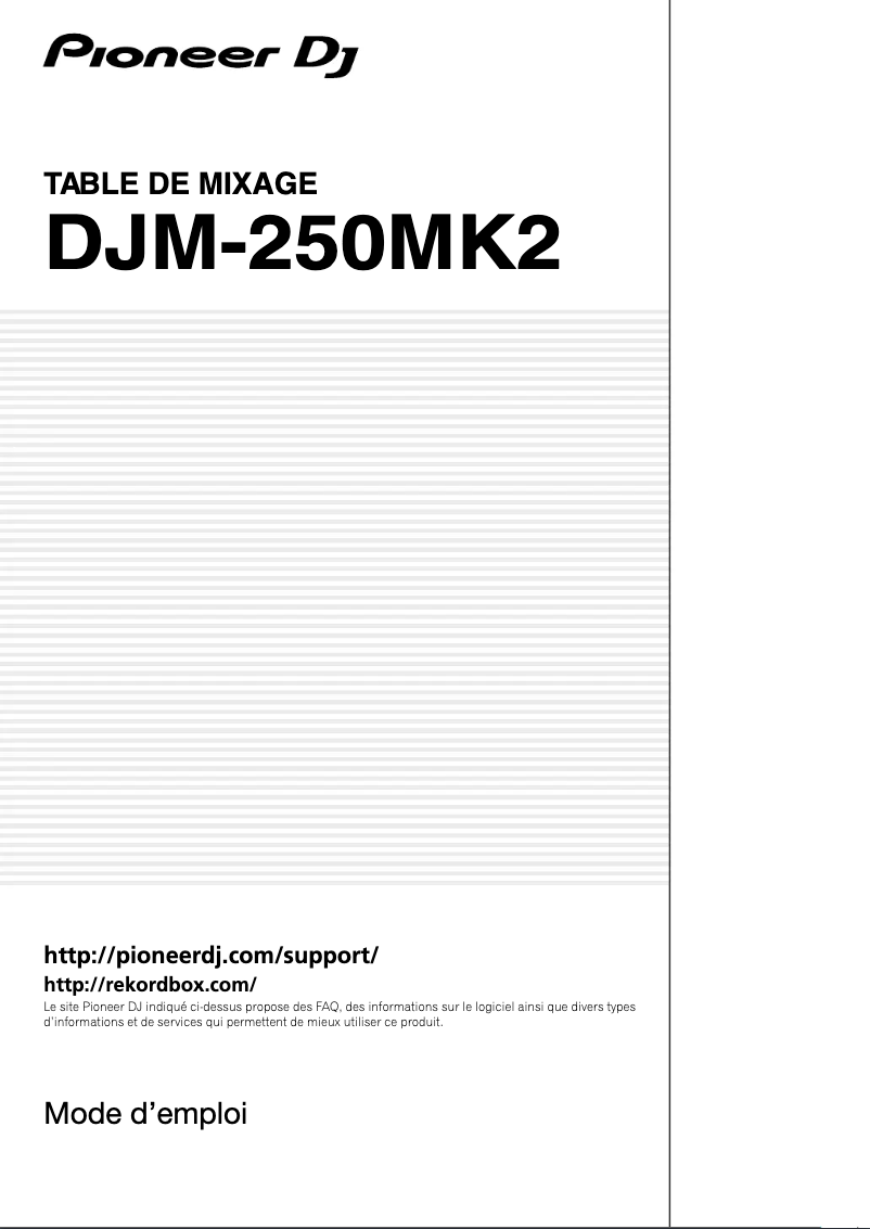 Page 1 de la notice Guide de démarrage rapide Pioneer DJM-250MK2