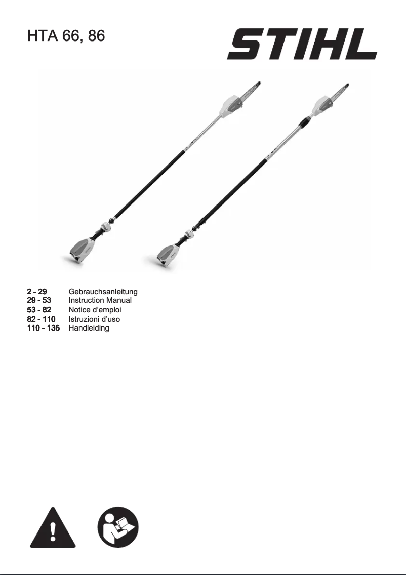 Page 1 de la notice Manuel utilisateur Stihl HTA 66