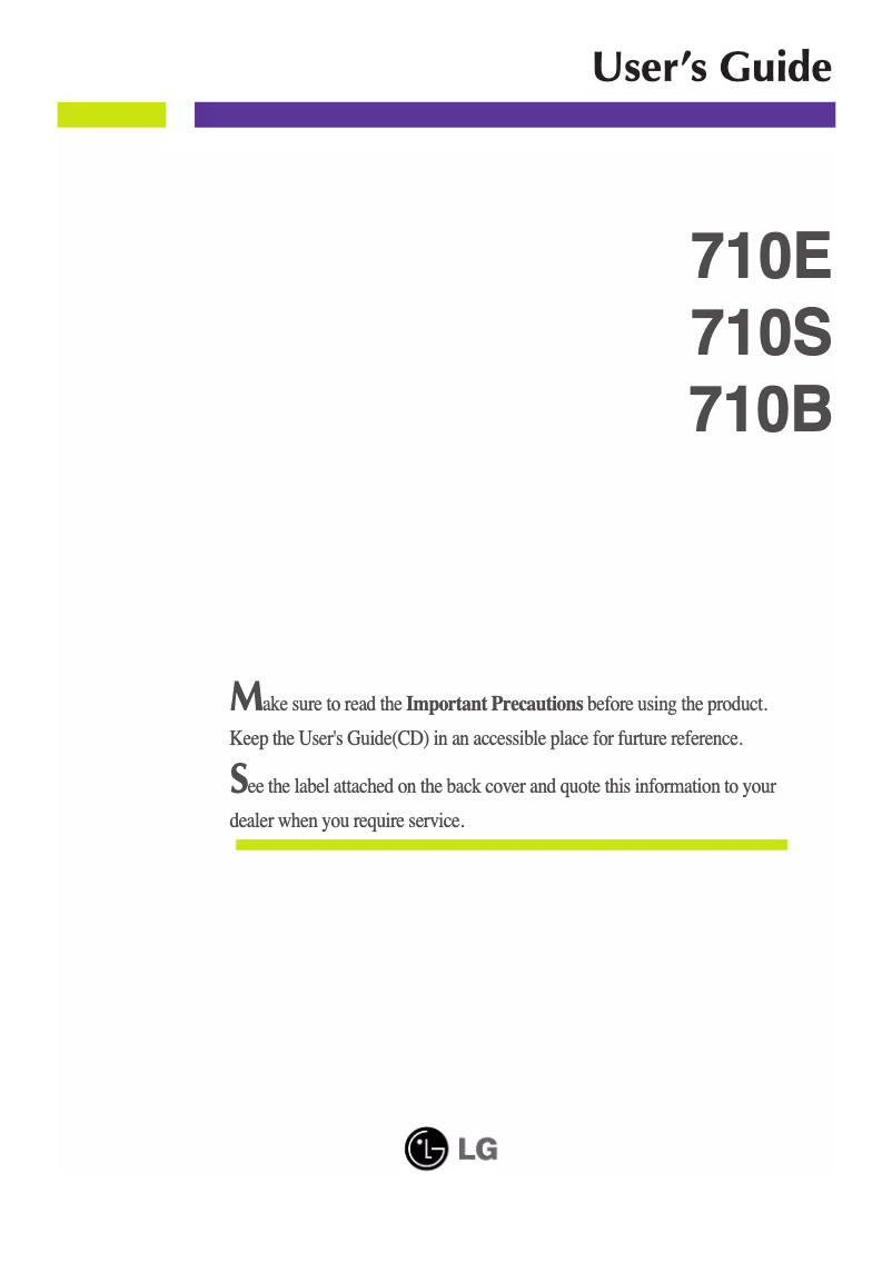 Page 1 de la notice Manuel utilisateur LG 710EK