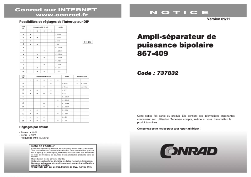 Page 1 de la notice Manuel utilisateur Wago 857-409