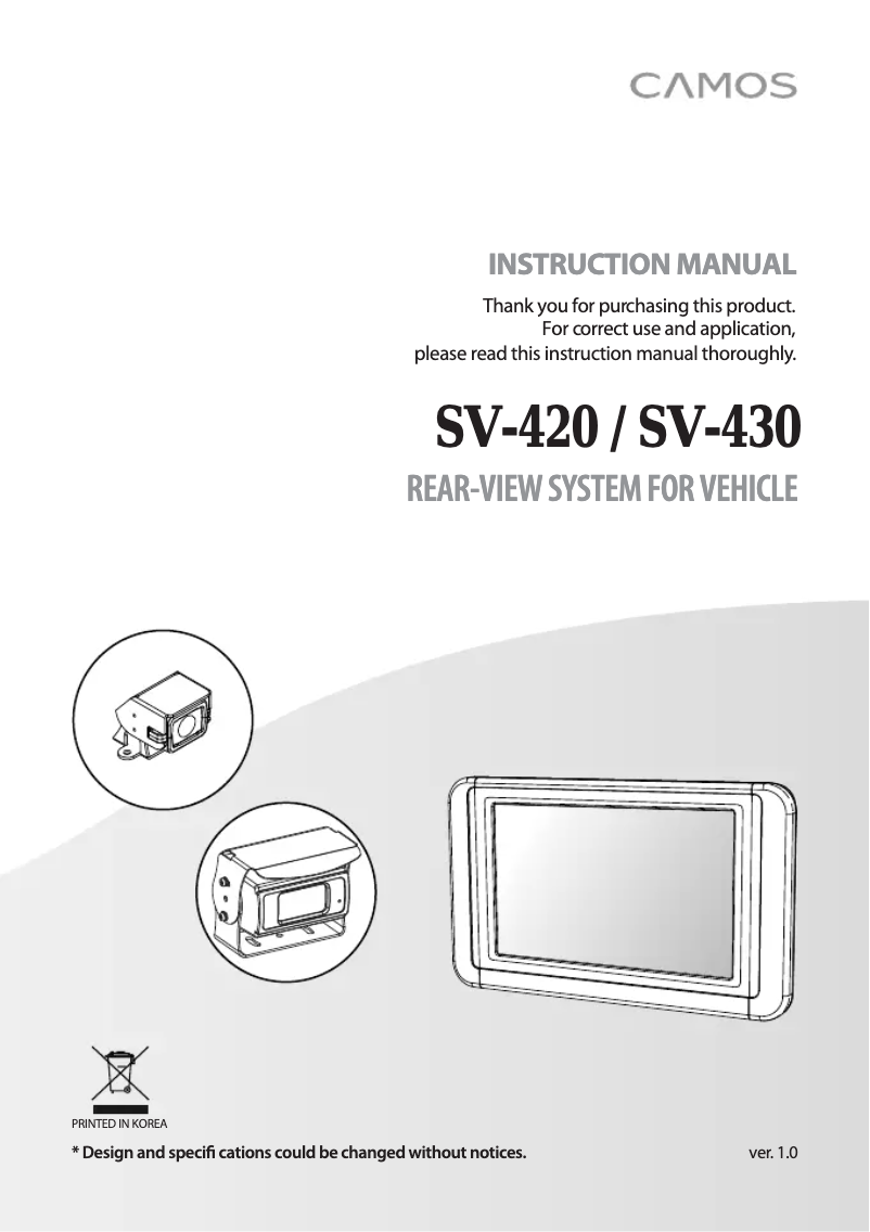 Page n°1 - Manuel utilisateur Camos SV-430