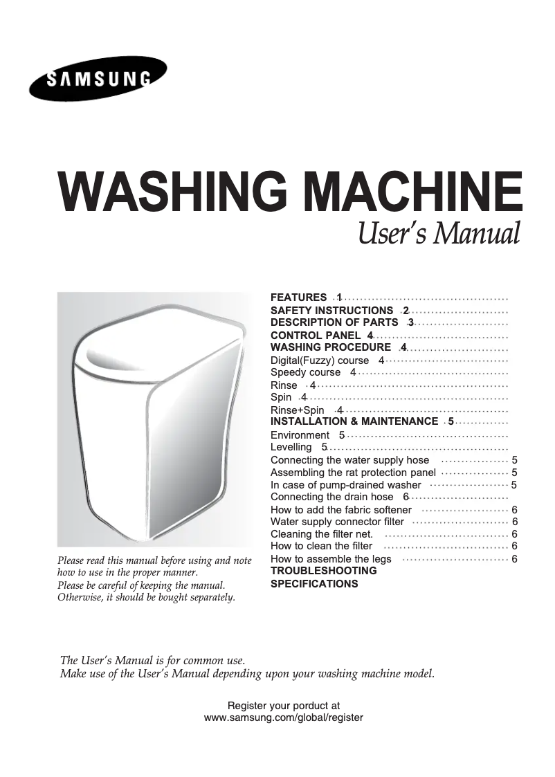 Page 1 de la notice Manuel utilisateur Samsung WA78K1