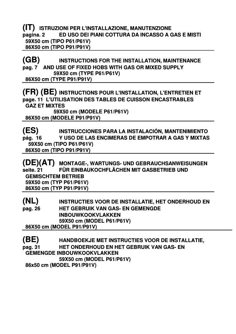 Image de la première page du manuel de l'appareil P6801PROX P61