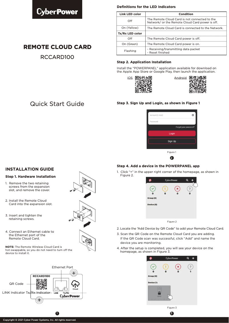 Page n°1 - Manuel utilisateur CyberPower RCCARD100