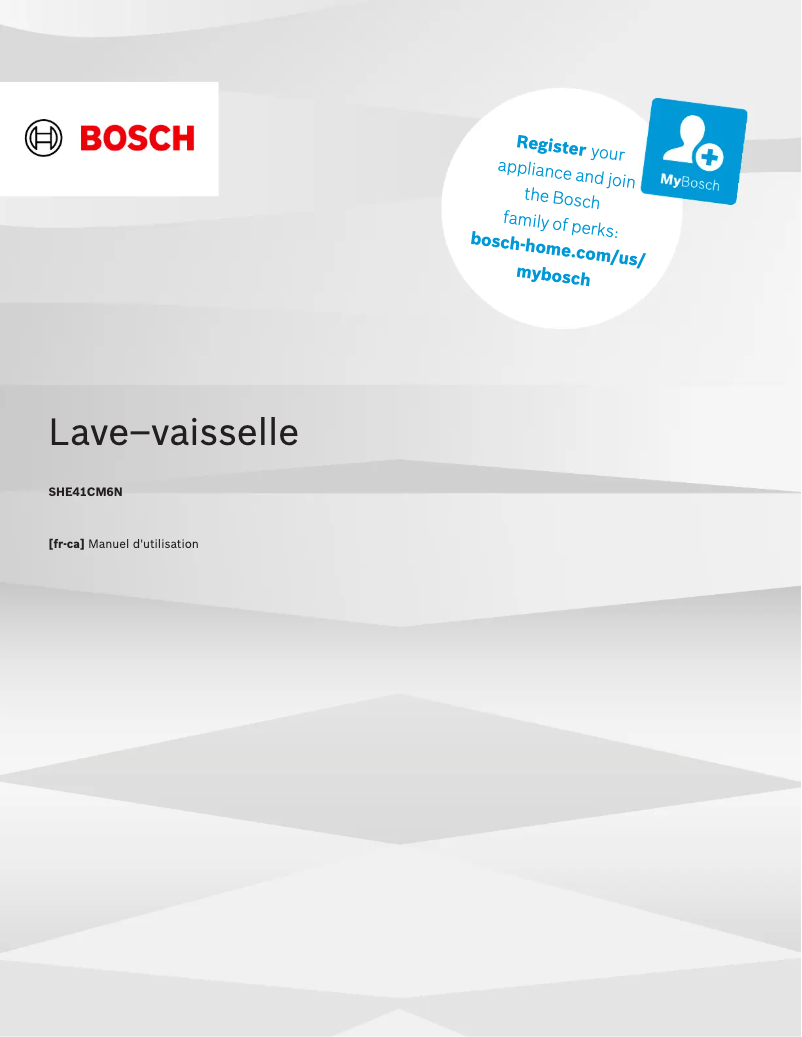 Page 1 de la notice Manuel utilisateur Bosch SHE41CM6N