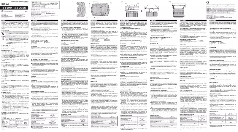 Page 1 de la notice Manuel utilisateur Sigma 18-50mm F2.8 DC DN