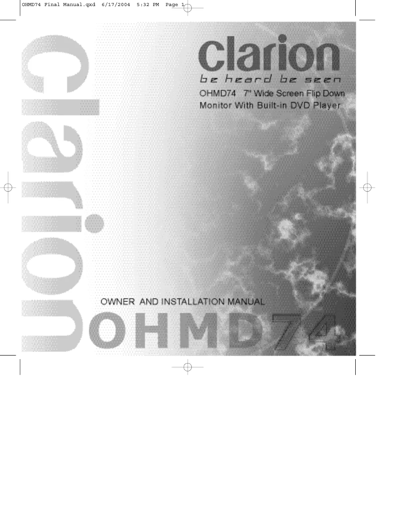 Page n°1 - Manuel utilisateur Clarion OHMD74