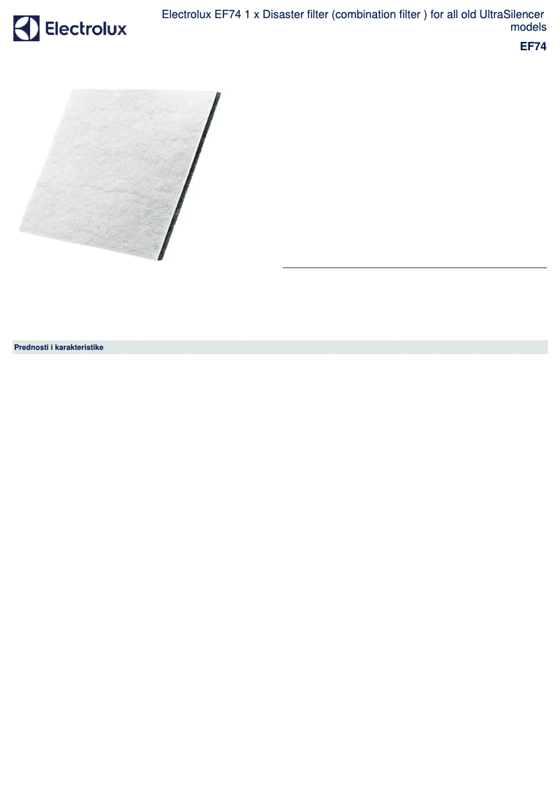 Imagen de la primera página del manual del dispositivo EF74