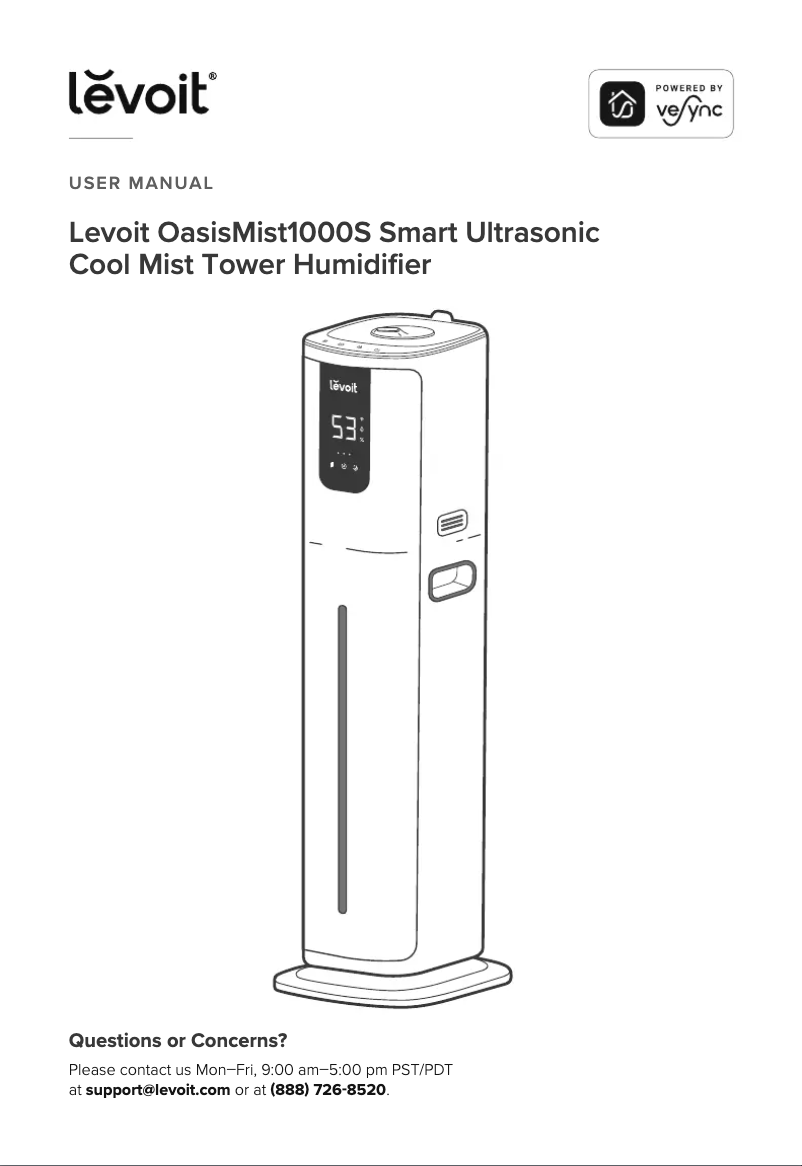 Page n°1 - Manuel utilisateur Levoit OasisMist1000S LUH-M101S-WUS