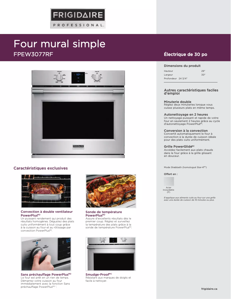 Image de la première page du manuel de l'appareil FPEW3077RF