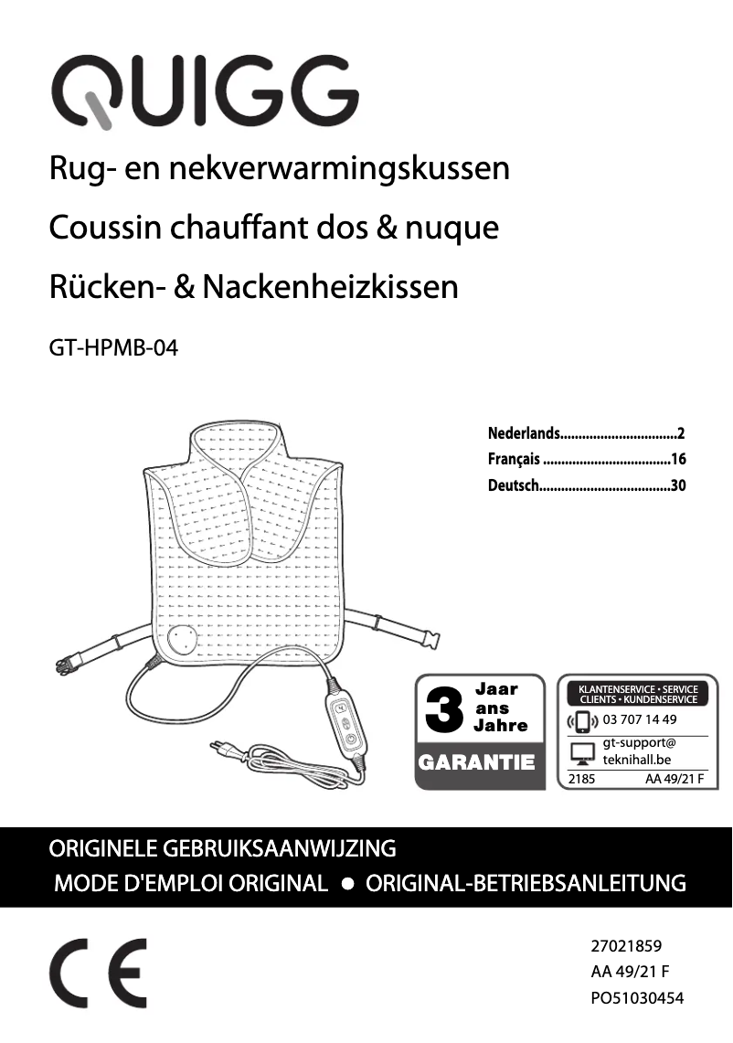 Page n°1 - Manuel utilisateur Quigg GT-HPMB-04