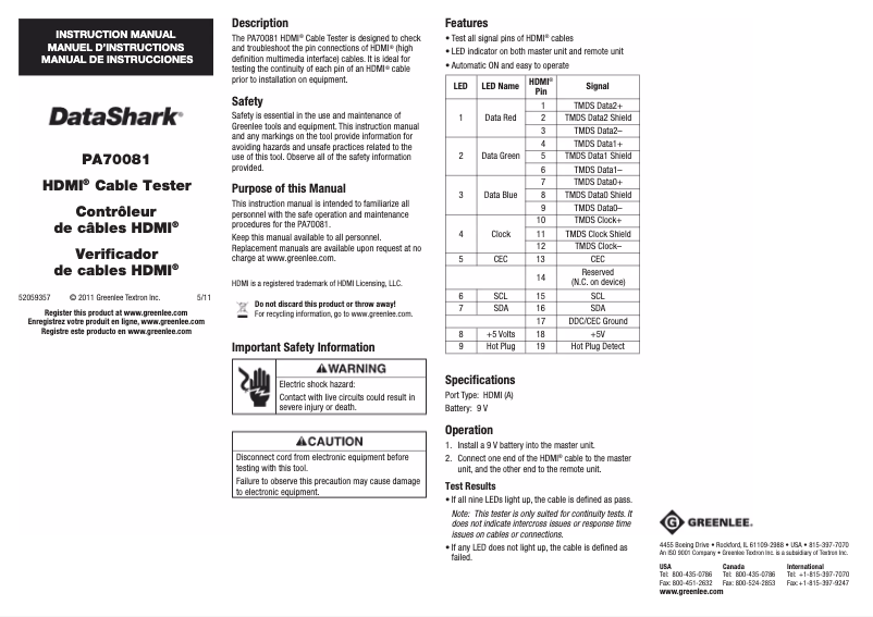 Image de la première page du manuel de l'appareil PA70081